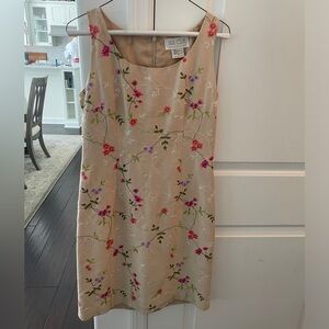 Floral Embroidered Midi Dress - Cream- The Silk Club Collection